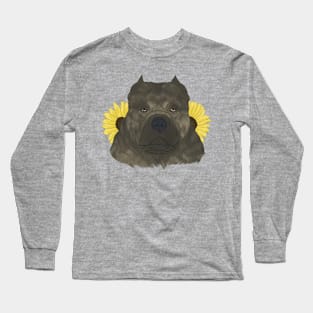 Brindle American Bully with Sunflowers Long Sleeve T-Shirt